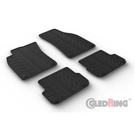 Set tapis de caoutchouc sur mesure pour Audi A6 (4F) Avant 2005-2011 (T profil 4-pièces + clips de montage)