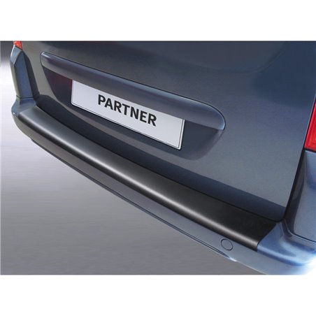 Protection de seuil arrière (ABS) sur mesure pour Peugeot Partner 2008-2018 (pour pare-chocs avec peinture) Noir