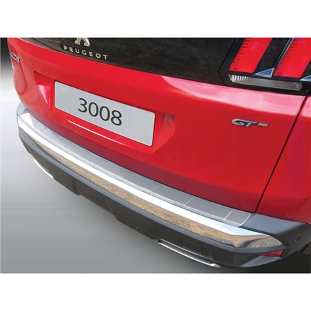 Protection de seuil arrière (ABS) sur mesure pour Peugeot 3008 II 2016- Argent 'Ribbed'