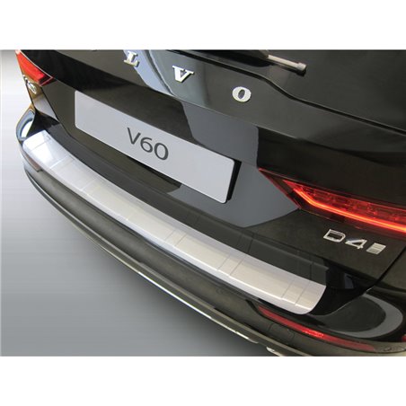 Protection de seuil arrière (ABS) sur mesure pour Volvo V60 II 2018- Argent 'Ribbed'