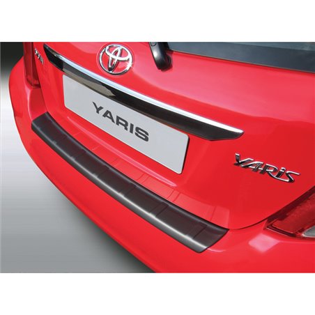 Protection de seuil arrière (ABS) sur mesure pour Toyota Yaris 3/5 portes 9/2011-8/2014 'Ribbed' Noir