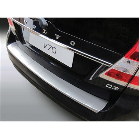 Protection de seuil arrière (ABS) sur mesure pour Volvo V70 2013-2016 (excl. XC70) 'Ribbed' Look 'Alu Brossé'