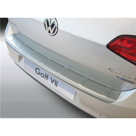 Protection de seuil arrière (ABS) sur mesure pour Volkswagen Golf VII 3/5 portes 2013-2019 'Ribbed' Look 'Alu Brossé'