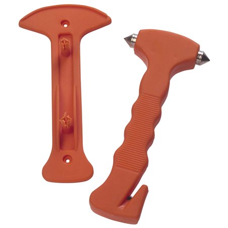 Marteau de secours avec couteau - orange - incl. support