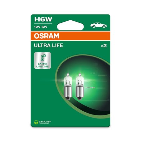 Osram Ultra Life Ampoules Halogène - BAX9S (H6W) - 12V/6W - set de 2 pièces