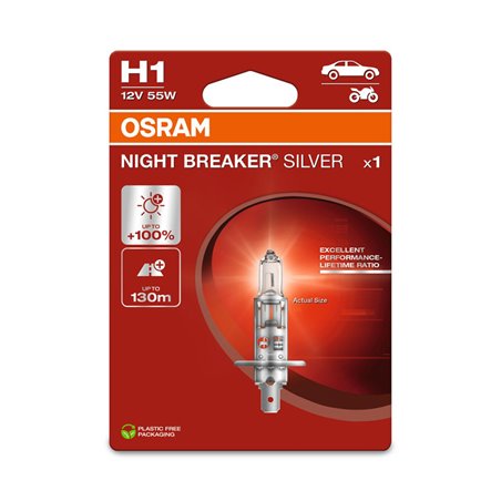 Osram Night Breaker Silver Ampoule Halogène - H1 - 12V/55W - la pièce