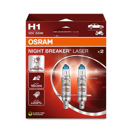 Osram Night Breaker Laser Ampoules Halogène - H1 - 12V/55W - set à 2 pièces