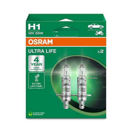 Osram Ultra Life Ampoules Halogène - H1 - 12V/55W - set de 2 pièces