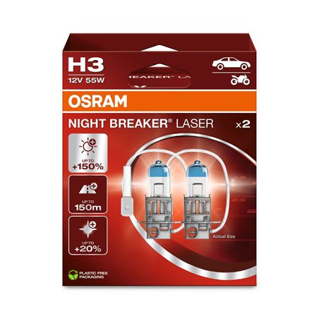 Osram Night Breaker Laser Ampoules Halogène - H3 - 12V/55W - set à 2 pièces