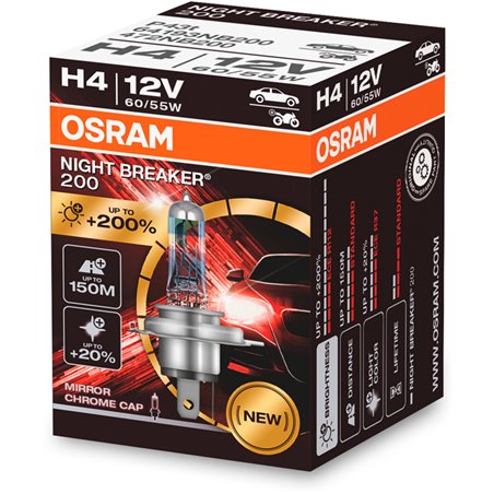 Osram Night Breaker 200 Laser Ampoule Halogène - H4 - 12V/60-55W - 1 pièce