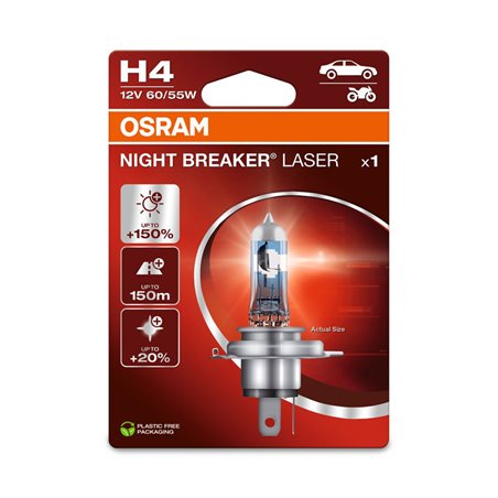 Osram Night Breaker Laser Ampoule Halogène - H4 - 12V/60-55W - la pièce