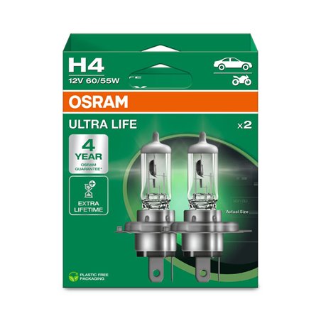 Osram Ultra Life Ampoules Halogène - H4 - 12V/60-55W - set de 2 pièces