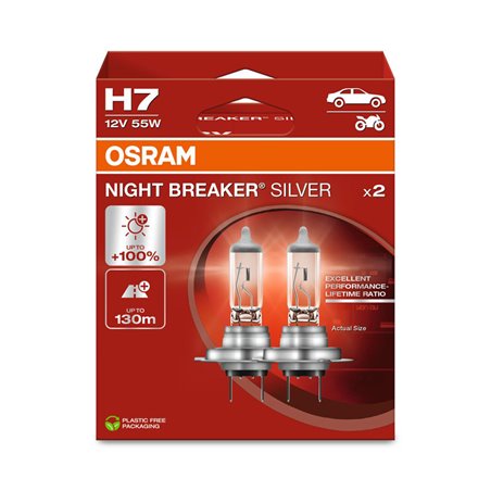 Osram Night Breaker Silver Ampoules Halogène - H7 - 12V/55W - set à 2 pièces