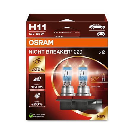 Osram Night Breaker 220 Ampoules Halogène - H11 - 12V/55W - set de 2 pièces