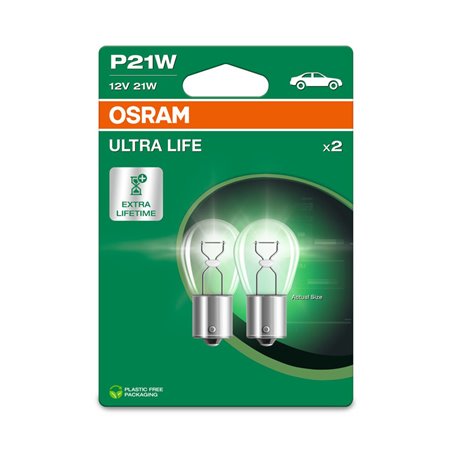 Osram Ultra Life Ampoules Halogène - BA15S - 12V/21W - set de 2 pièces