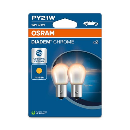 Osram Diadem Chromé Ampoules Halogène - BAU15S - 12V/21W - set de 2 pièces - Orange