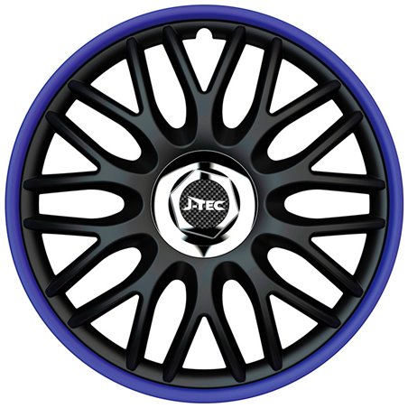 Jeu d'enjoliveurs J-Tec Orden R 13-inch noir/bleu + anneau chromé