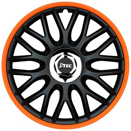 Jeu d'enjoliveurs J-Tec Orden R 13-inch noir/orange + anneau chromé