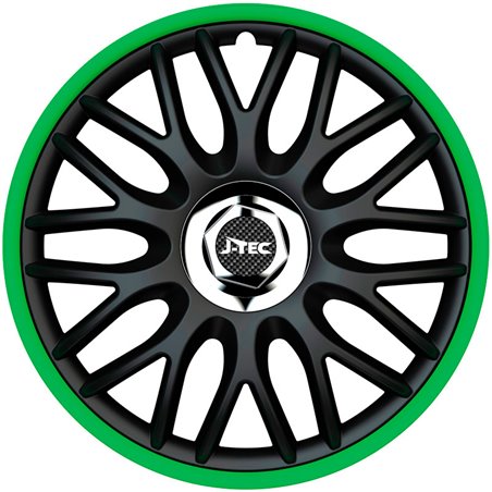 Jeu d'enjoliveurs J-Tec Orden R 15-inch noir/vert + anneau chromé