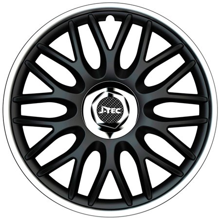 Jeu d'enjoliveurs J-Tec Orden R 15-inch noir/argent + anneau chromé