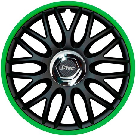 Jeu d'enjoliveurs J-Tec Orden R 16-inch noir/vert + anneau chromé