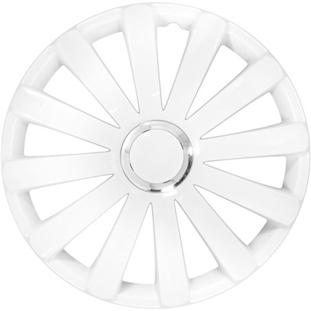 Jeu d'enjoliveurs Spyder 13-inch blanc + anneau chromé