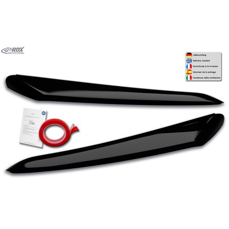 Spoilers de phares sur mesure pour Citroën Jumper & Fiat Ducato & Peugeot Boxer 2014- & Opel Movano 2021- (ABS Noir Brillant)