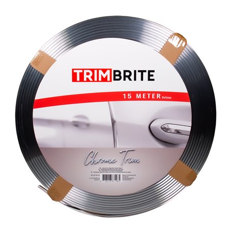 Trimbrite Bande adhésive pour l'intérieur et l'extérieur - Chromé - Rouleau de 15 mètres - U-profil 8x5mm