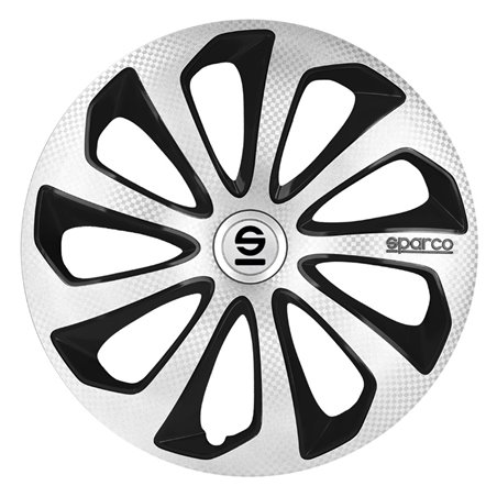 Sparco Enjoliveurs Sicilia - 14-pouces - Argent/Noir/Carbone - Set de 4 pièces