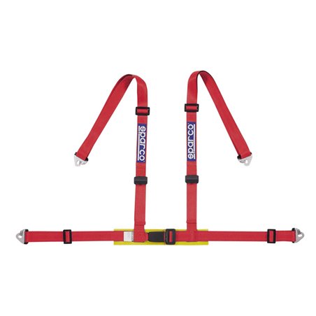 Sparco 4-Point Ceinture sport - Rouge - incl. Protecteur de hanche & fixation à crochet (Homologation E)