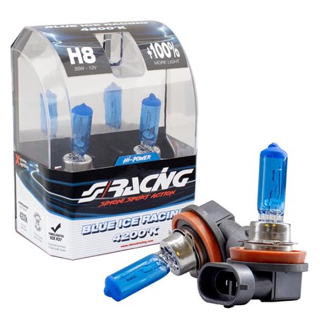 Simoni Racing Ampoules Halogène 'Blue Ice Racing' H8 (4200K) 12V/35W, set de 2 pièces ECE-R37