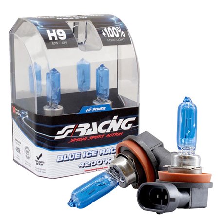 Simoni Racing Ampoules Halogène 'Blue Ice Racing' H9 (4200K) 12V/65W, set de 2 pièces ECE-R37