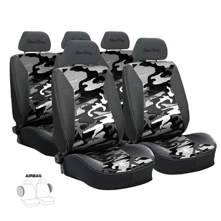 Simoni Racing Set de Housses de Siège Type G - Camo Blanc/Black- Set complet 11 pièces