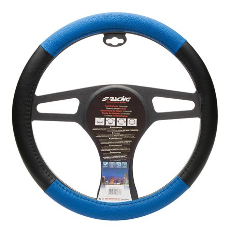 Simoni Racing Couvre-Volant Trophy 1 - Eco-Cuir Noir/Bleu - 37-39cm