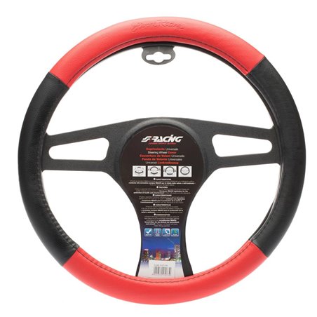 Simoni Racing Couvre-Volant Trophy 1 - Eco-Cuir Noir/Rouge - 37-39cm