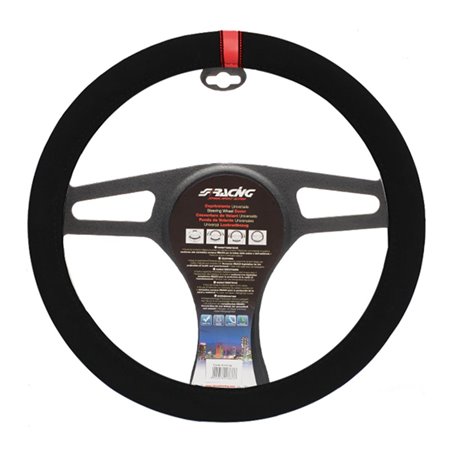 Simoni Racing Couvre-Volant Carrera Look - Microfibre Noir + Marquage Rouge - 37-39cm