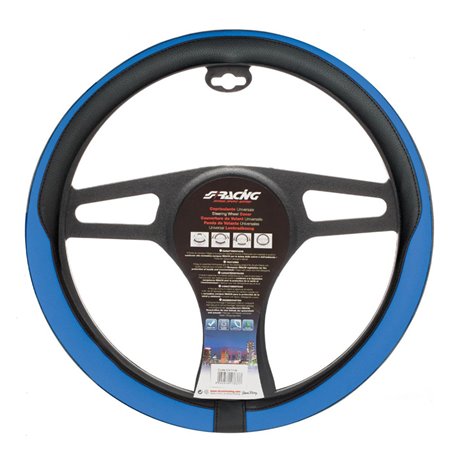 Simoni Racing Couvre-Volant Tidy - Eco-Cuir Noir/Bleu - 37-39cm