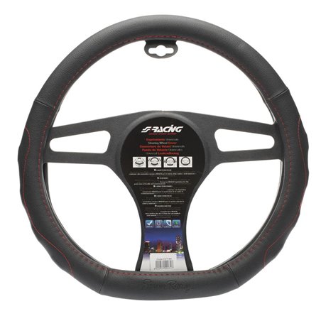 Simoni Racing Couvre-Volant Compe - Eco-Cuir Noir + Couture Rouge - 37-39cm