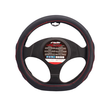 Simoni Racing Couvre-Volant Compe Small - Eco-Cuir Noir + Couture Rouge - 35-37cm