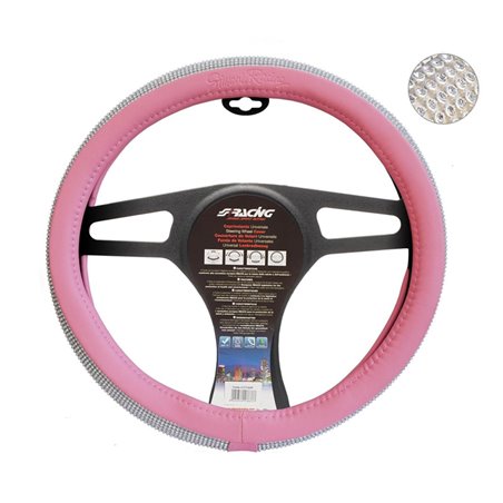 Simoni Racing Couvre-Volant Pink & Diamonds - Eco-Cuir Rose - 37-39cm