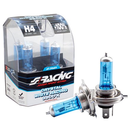 Simoni Racing Ampoules Halogène 'Crystal White Racing' H4 (3800K) 12V/60-55W, set de 2 pièces ECE-R37