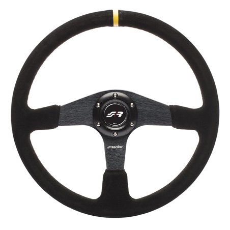 Simoni Racing Volant Universel Defender - Suède Noir/Jaune - Diamètre 380mm