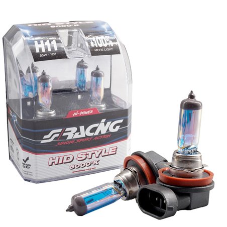 Simoni Racing Ampoules Halogène 'HID Style' H11 (6000K) Hyperblanc 12V/55W, set de 2 pièces ECE-R37