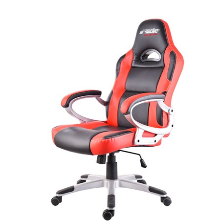 Simoni Racing Fauteuil de bureau / Fauteuil Gaming - Eco-Cuir Noir/Rouge - Réglable