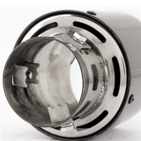 Simoni Racing Embout d'échappement Rond/Oblique Carboné-Brilliant+Inox - Ø102xL155mm - Montage 63mm