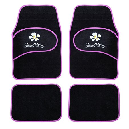 Simoni Racing Tapis de Sol Universel Daisy - Noir/Rose - 4 pièces