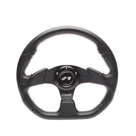 Simoni Racing Volant Universel X2 Poly Pelle - Eco-Cuir Noir - Diamètre 330mm