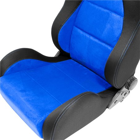 Siège baquet 'Eco Soft' - Noir/Bleu - Dossier régable - incl. glissières