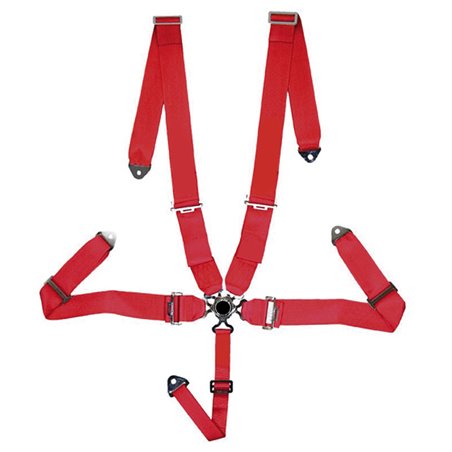 Ceinture de Sport Racing 5-Point Rouge + Quick Release + Homologation E (3-inch)