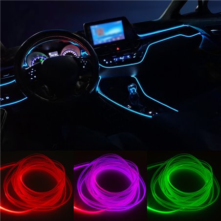 AutoStyle Éclairage d'ambiance intérieur à LED multicolores 2 pièces avec contrôle par application et fibre optique de 5 mètres